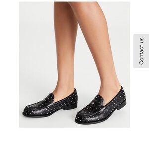 NWB Tory Burch Black Leather Studded Penny Loafers